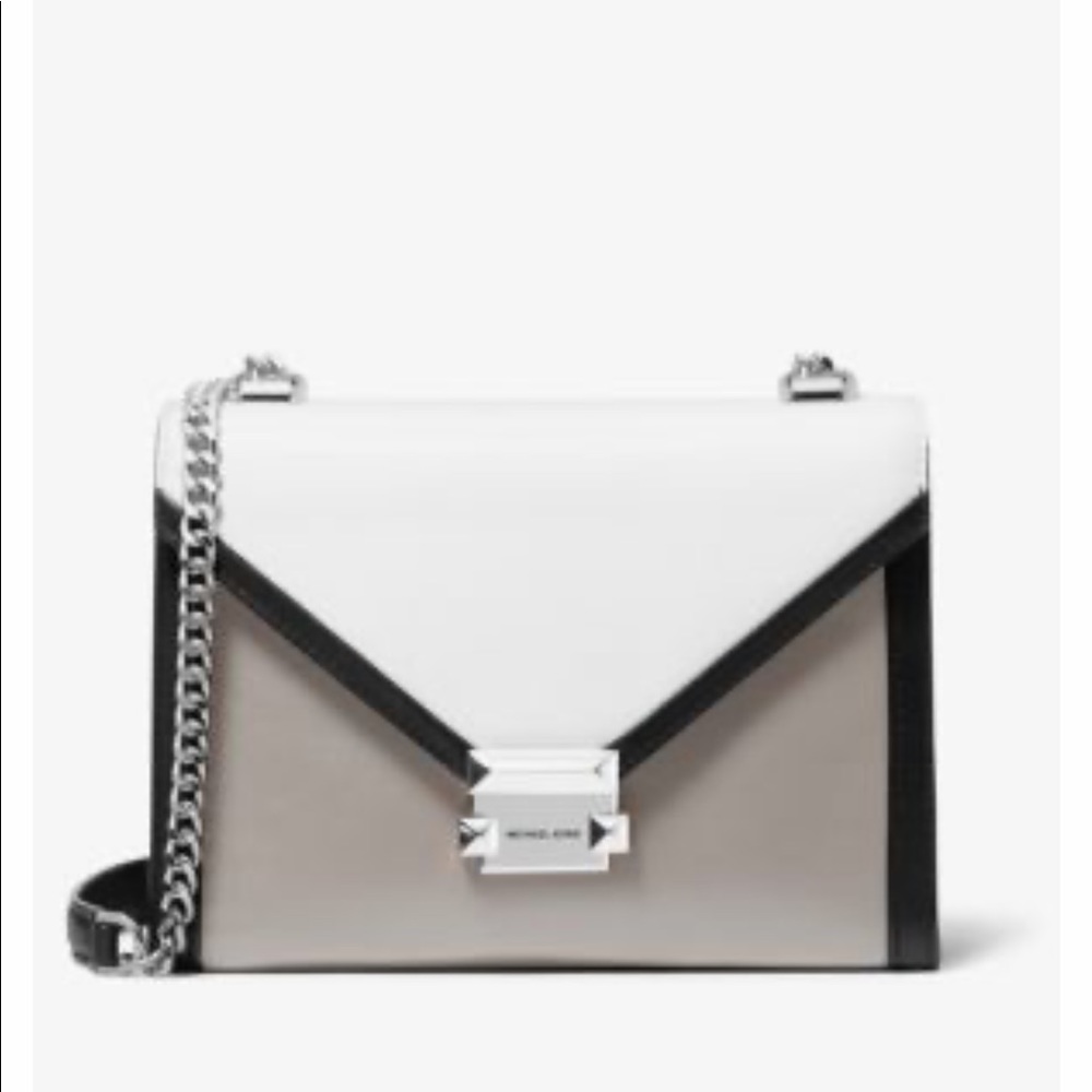 Whitney Large Tri-Color Leather Conv Shoulder Bag